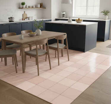 Kitchen vinyl rug in pink tile design - TenStickers