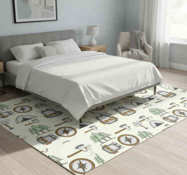 卧室乙烯基地毯，露营包碗、头灯、指南针 - TenStickers