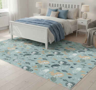 卧室乙烯基地毯蓝色魔法美人鱼图案 - TenStickers