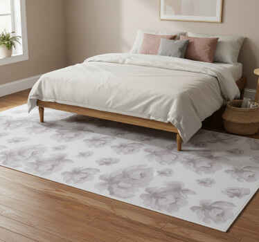 卧室乙烯基地毯灰色80年代花卉图案 - TenStickers