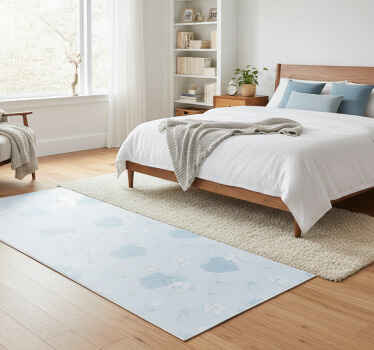 卧室乙烯基地毯八十年代风景花卉蓝色图案 - TenStickers