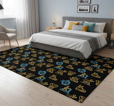 卧室乙烯基地毯，黑色背景上的霓虹色跑动矢量图标 - TenStickers