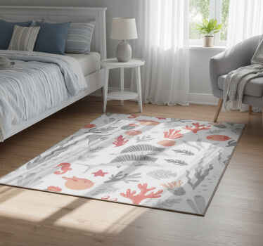 卧室乙烯基地毯海洋生物插图 - TenStickers