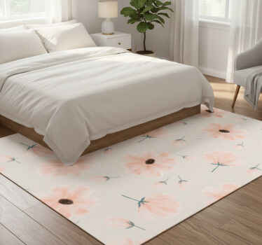 卧室乙烯基地毯大花水彩图案米色背景 - TenStickers