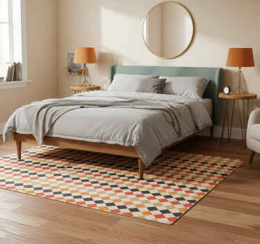 卧室乙烯基地毯复古80年代多彩菱形图案 - TenStickers