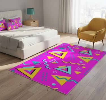 卧室乙烯基地毯，孟菲斯复古80几何图形 - TenStickers