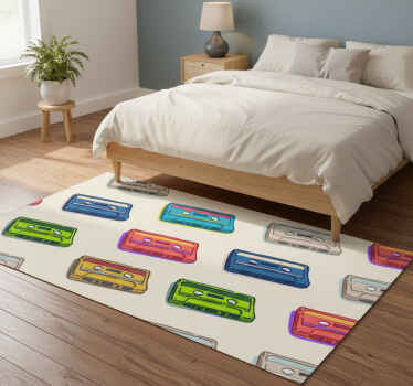 卧室乙烯基地毯复古多彩磁带图案 - TenStickers