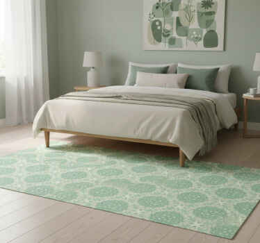 卧室乙烯基地毯北欧风格绿色花卉图案 - TenStickers