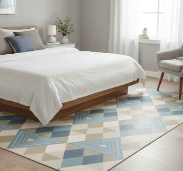 Yatak odası pvc halı nordik tarzı geometrik mavi desen - TenStickers