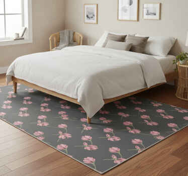 Χαλί κρεβατοκάμαρας με μικρές μαγγολίες σε γκρι φόντο - TenStickers