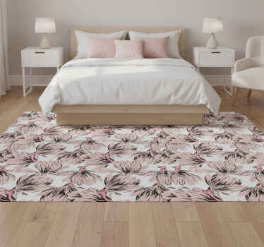 Χαλί κρεβατοκάμαρας με λευκές και ροζ μαγνολίες - TenStickers