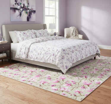 Χαλί κρεβατοκάμαρας όμορφη μοβ μαγνόλια - TenStickers