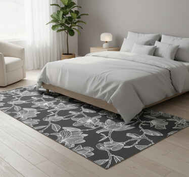 Χαλί κρεβατοκάμαρας σχέδιο λευκής και γκρίζας μαγνολίας - TenStickers