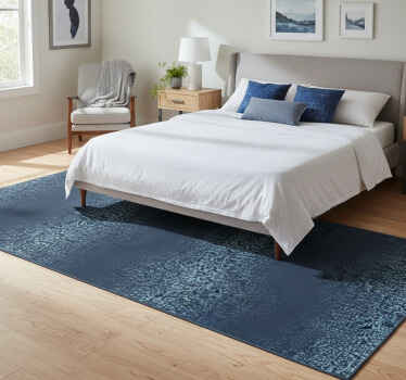 Χαλί κρεβατοκάμαρας ρετρό μπλε τετράγωνο σχέδιο - TenStickers