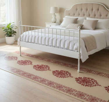 Yatak odası pvc halı bej çiçek desenli fransız provansal - TenStickers