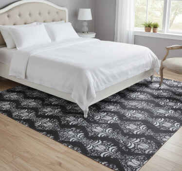 Χαλί κρεβατοκάμαρας γαλλικού επαρχιακού μαύρο-άσπρο σχέδιο - TenStickers