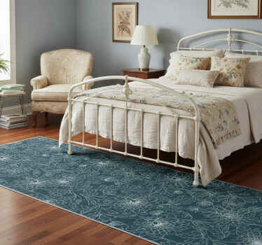 Χαλί κρεβατοκάμαρας με λευκά λουλούδια grandmillenial - TenStickers