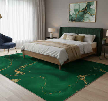 卧室乙烯基地毯翡翠绿与金色大理石 - TenStickers