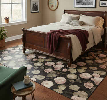Tapete vinílico quarto com padrão floral retro escuro - TenStickers