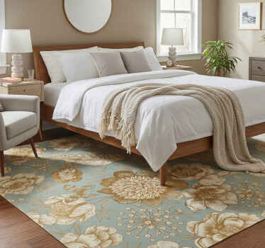 卧室乙烯基地毯灰色底色配金色花朵 - TenStickers