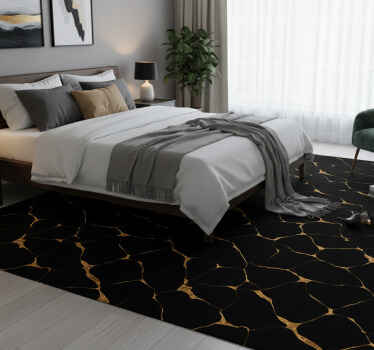 卧室乙烯基地毯黑色大理石金色裂纹 - TenStickers