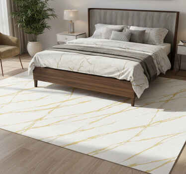 卧室乙烯基地毯白色石材带金色裂纹 - TenStickers