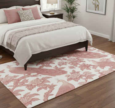 Tapete vinílico quarto padrão de pavões rosas - TenStickers