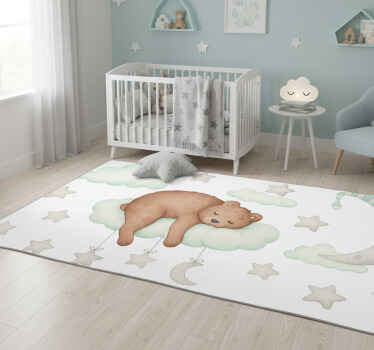 Tapete vinílico quarto urso dormindo nas nuvens - TenStickers