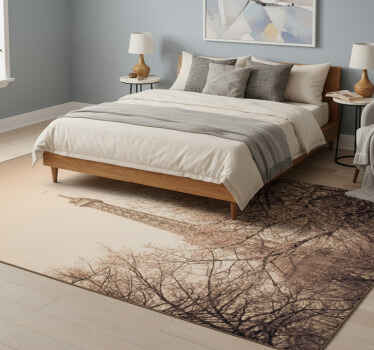 卧室乙烯基地毯 巴黎埃菲尔铁塔树木图案 - TenStickers