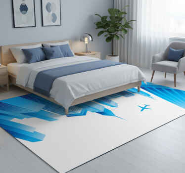 卧室乙烯基地毯 城市与飞行飞机装饰贴 - TenStickers