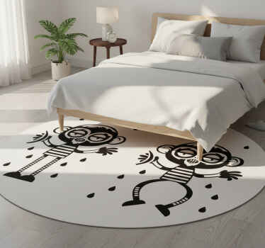 卧室乙烯基地毯猴子情侣装饰地垫 - TenStickers