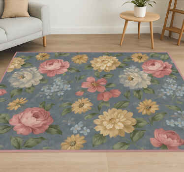Alfombras vinílicas grandes efecto pintura floral - TenVinilo