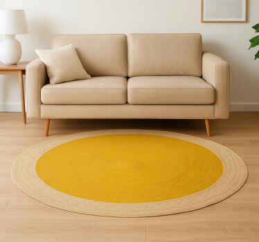 Alfombra redonda yute amarilla con beige - TenVinilo