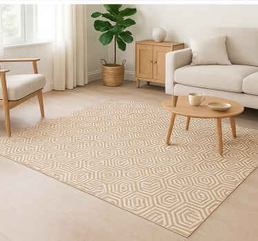 Alfombra exterior pvc ornamentos abstractos beige - TenVinilo