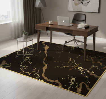 Tapis vinyle bureau texture marbre noir et or - TenStickers