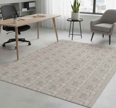 Gray handmade wicker effect office vinyl rug - TenStickers