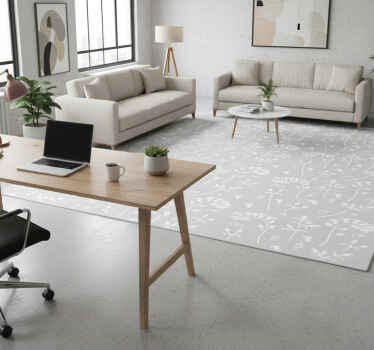 Drawn flowers office vinyl rug - TenStickers