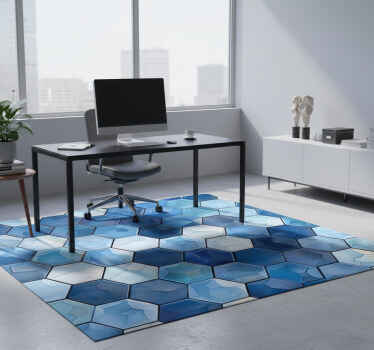 Office vinyl rug with blue tile design - TenStickers