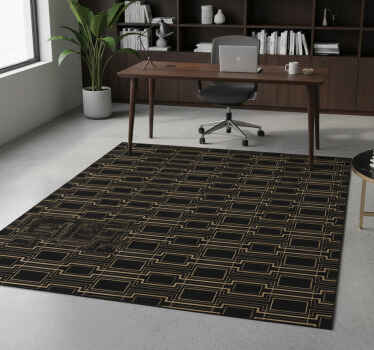 Office vinyl rug with gold frame art decor pattern - TenStickers