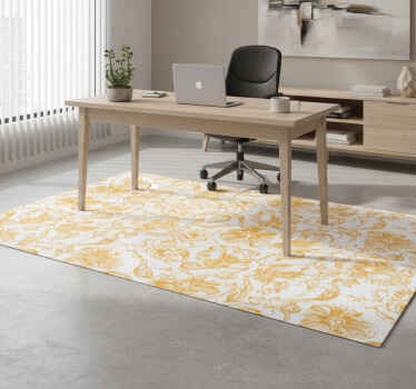 Tapis vinyle bureau motif fleurs d'orchidées jaunes - TenStickers