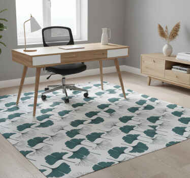 Office vinyl rug ginkgo leaves seamless design - TenStickers