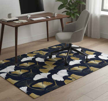 Tapete vinílico para escritório folhas de ginkgo relevadas - TenStickers