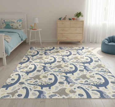 Tapete vinílico quarto dinossauros azuis estilo nórdico - TenStickers