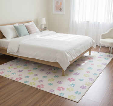Bedroom vinyl rug with vibrant dog paw prints - TenStickers