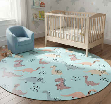 Tapis vinyle chambre fond bleu dinosaures jaunes et verts - TenStickers