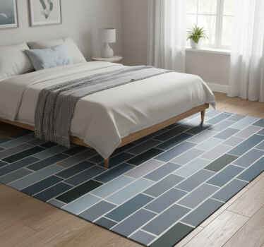 Bedroom vinyl rug in stone gray brick design - TenStickers