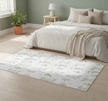 Bedroom vinyl rug with minimalistic wildflower design - TenStickers