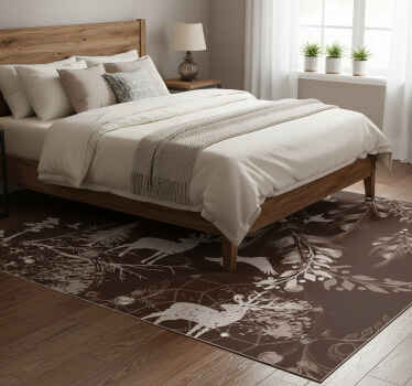 Bedroom vinyl rug with decorative deer design - TenStickers
