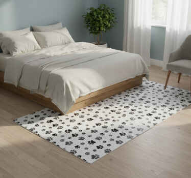 Bedroom vinyl rug with pet paw print design - TenStickers