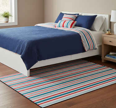 Bedroom vinyl rug in marine retro striped design - TenStickers